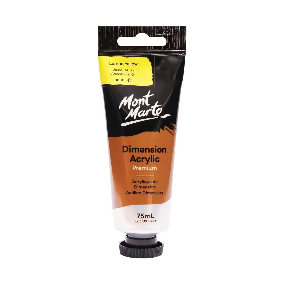 Mont Marte Dimension Acrylic Premium 75ml Tube - Lemon Yellow - Glowish