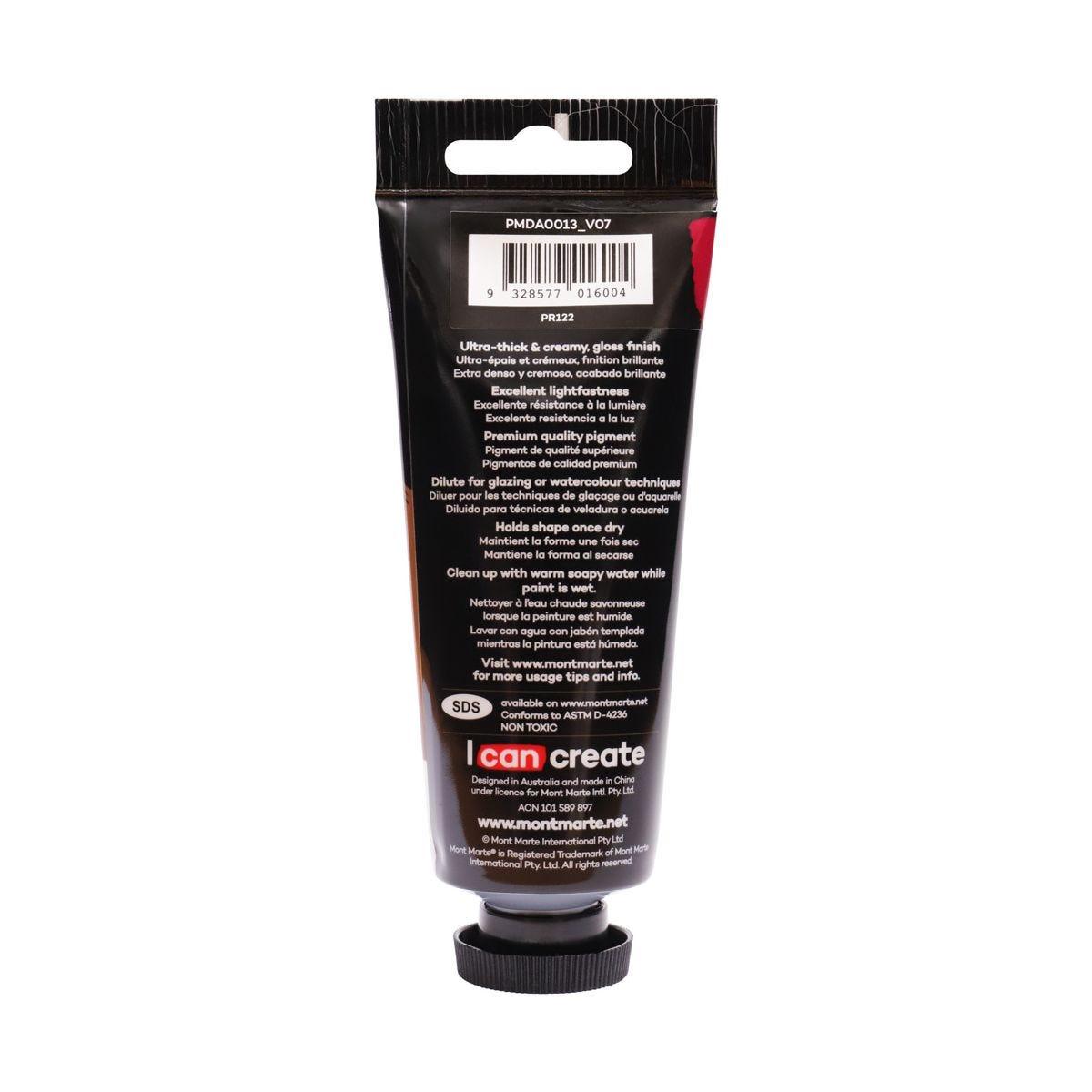 Mont Marte Dimension Acrylic Premium 75ml Tube - Magenta - Glowish