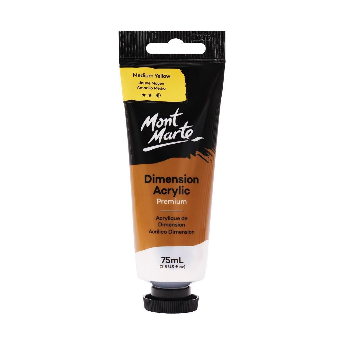 Mont Marte Dimension Acrylic Premium 75ml Tube - Medium Yellow - Glowish