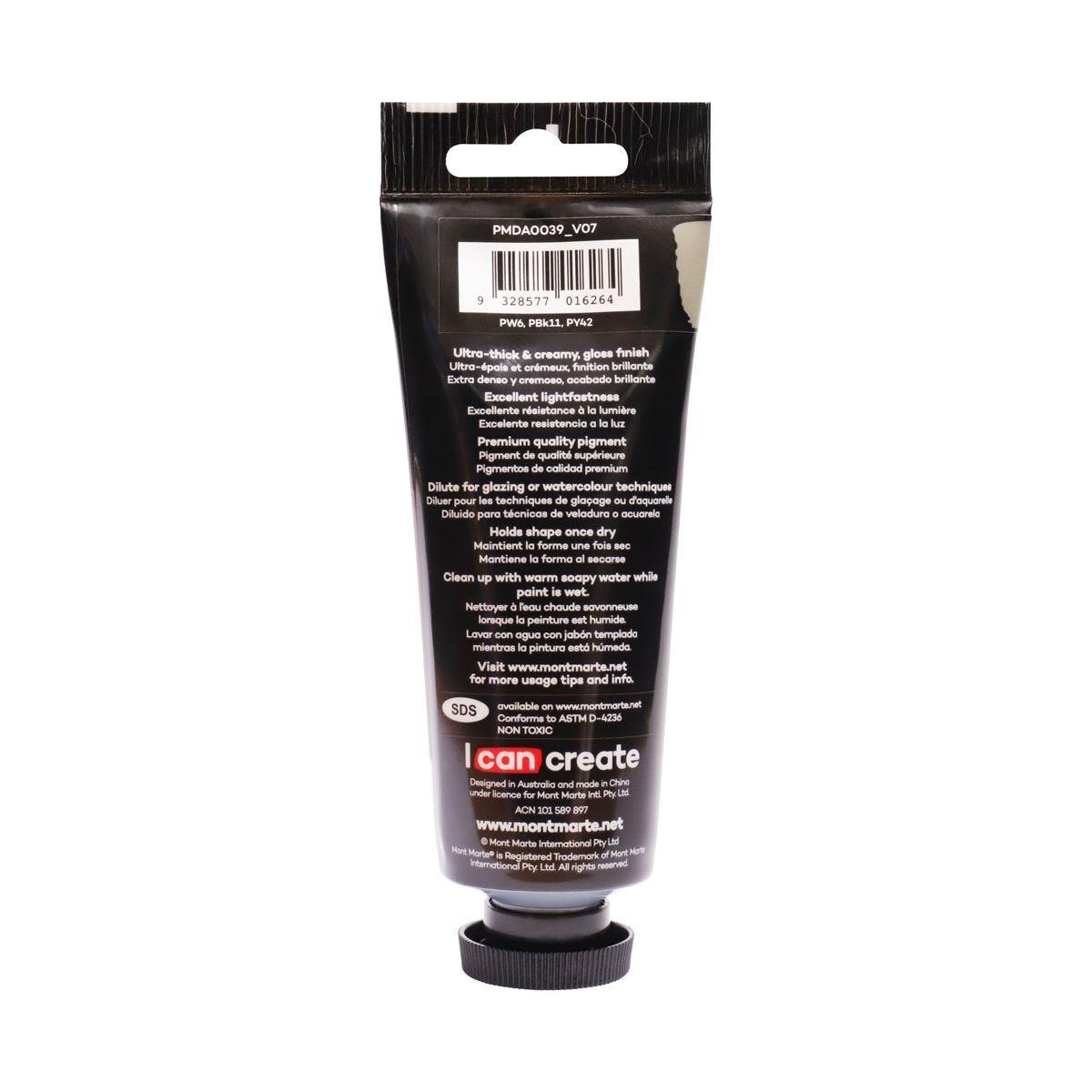 Mont Marte Dimension Acrylic Premium 75ml Tube - Neutral Grey - Glowish