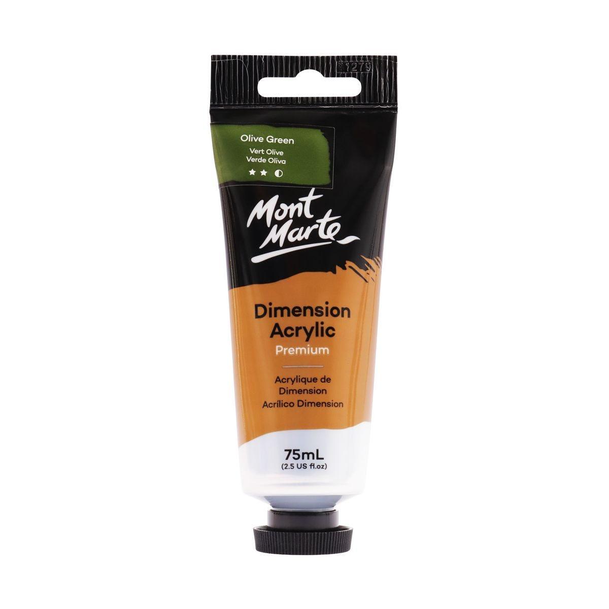 Mont Marte Dimension Acrylic Premium 75ml Tube - Olive Green - Glowish