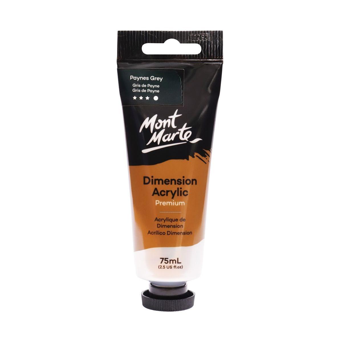 Mont Marte Dimension Acrylic Premium 75ml Tube - Paynes Grey - Glowish