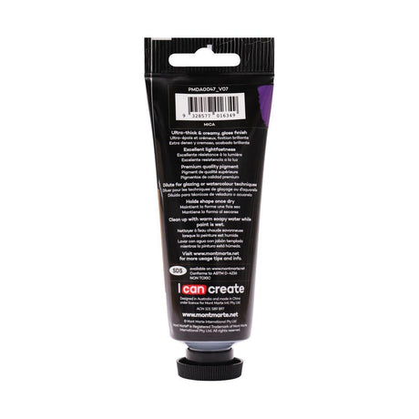Mont Marte Dimension Acrylic Premium 75ml Tube - Pearl Purple - Glowish