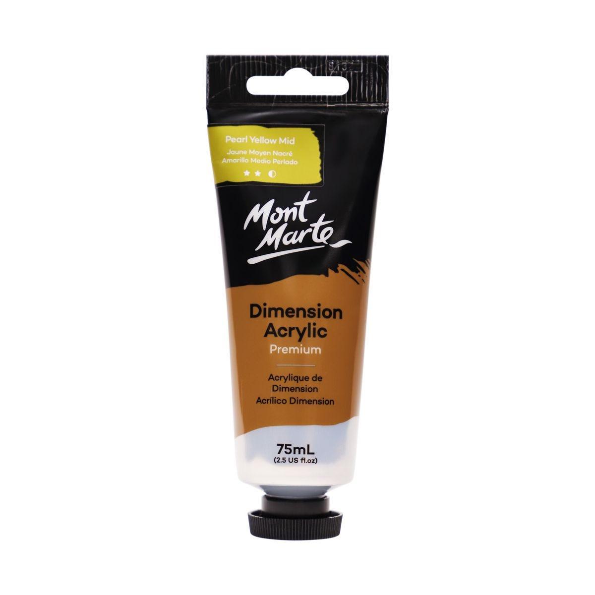 Mont Marte Dimension Acrylic Premium 75ml Tube - Pearl Yellow Mid - Glowish