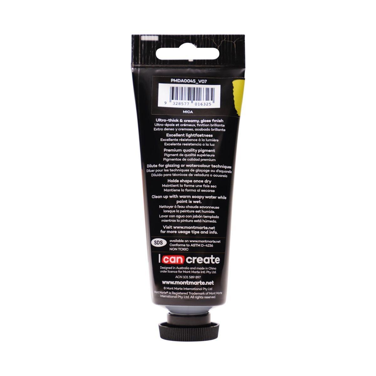 Mont Marte Dimension Acrylic Premium 75ml Tube - Pearl Yellow Mid - Glowish