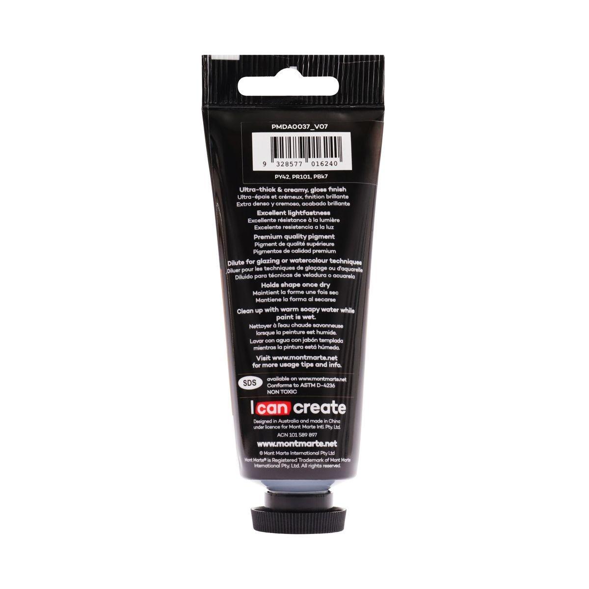 Mont Marte Dimension Acrylic Premium 75ml Tube - Raw Umber - Glowish