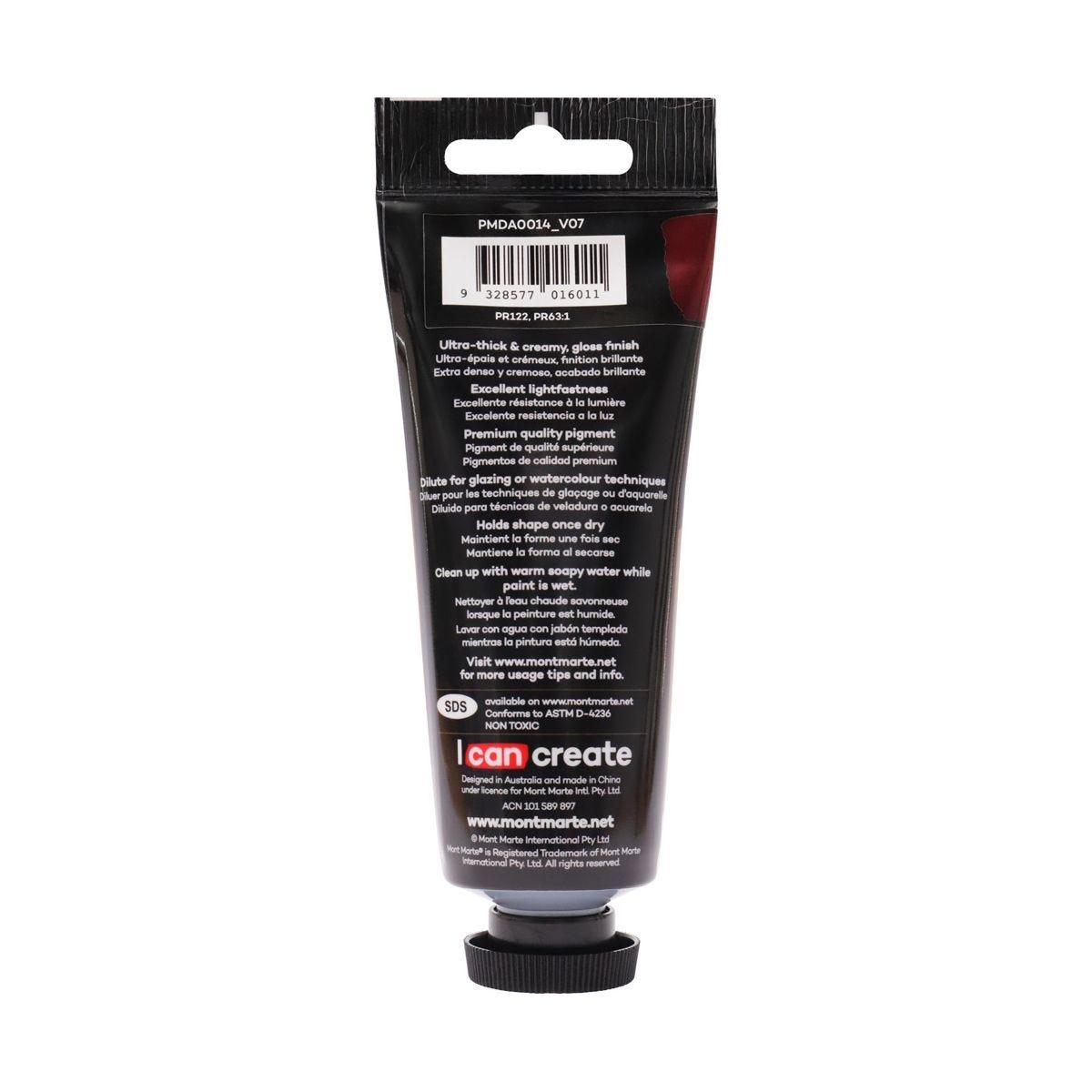 Mont Marte Dimension Acrylic Premium 75ml Tube - Rose Madder - Glowish