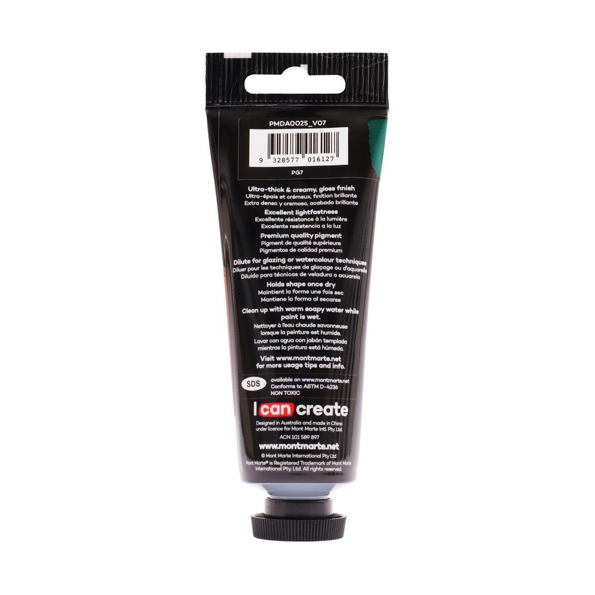 Mont Marte Dimension Acrylic Premium 75ml Tube - Viridian - Glowish