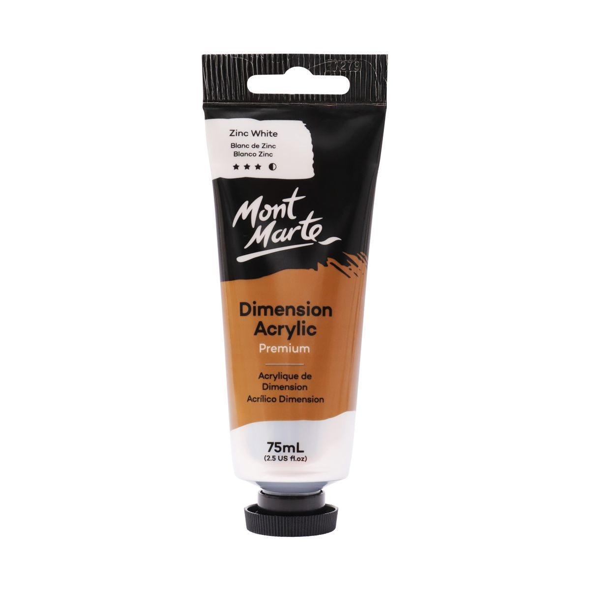 Mont Marte Dimension Acrylic Premium 75ml Tube - Zinc White - Glowish