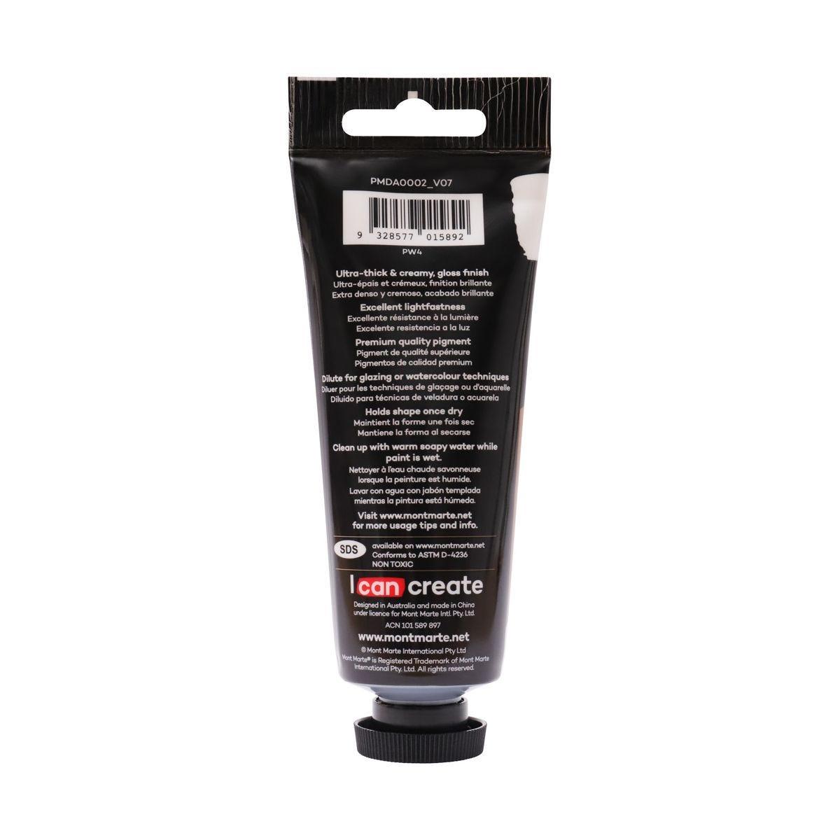 Mont Marte Dimension Acrylic Premium 75ml Tube - Zinc White - Glowish