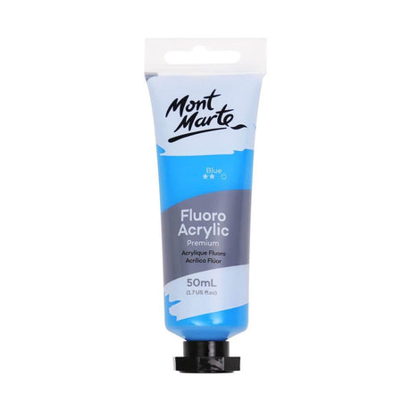 Mont Marte Fluoro Acrylic Paint Premium 50ml Tube - Blue - Glowish