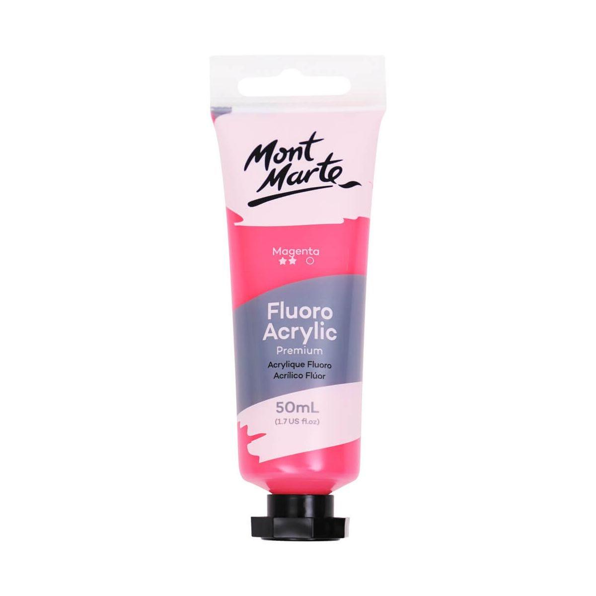 Mont Marte Fluoro Acrylic Paint Premium 50ml Tube - Magenta - Glowish