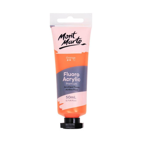 Mont Marte Fluoro Acrylic Paint Premium 50ml Tube - Orange - Glowish