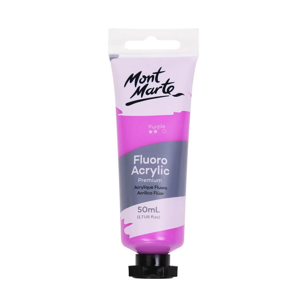 Mont Marte Fluoro Acrylic Paint Premium 50ml Tube - Purple - Glowish
