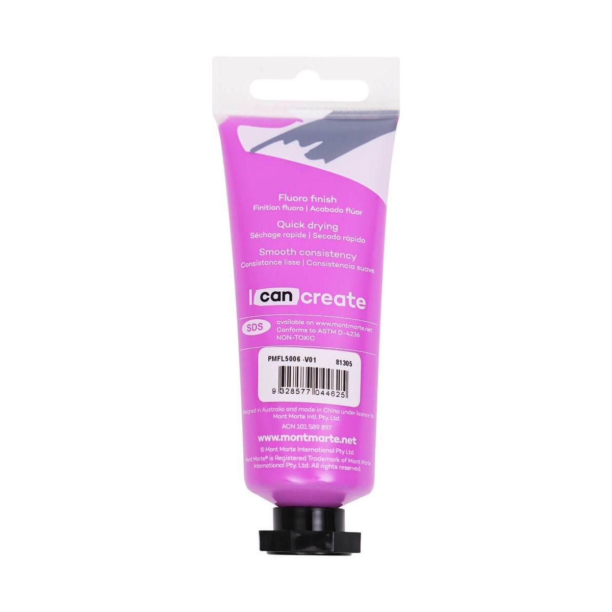 Mont Marte Fluoro Acrylic Paint Premium 50ml Tube - Purple - Glowish