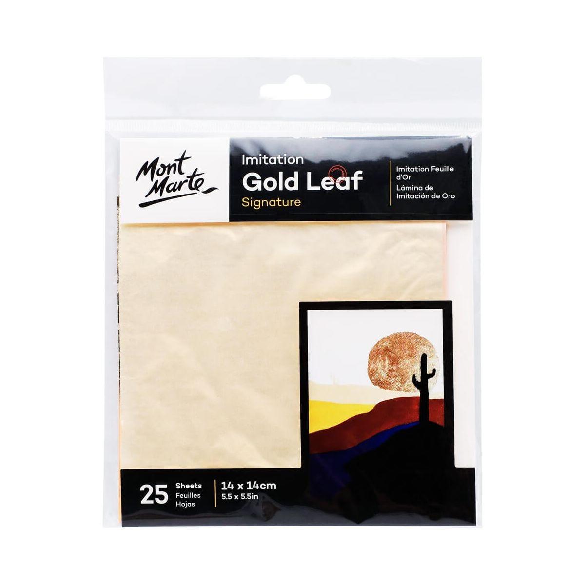 Mont Marte Imitation Gold Leaf 14x14cm 25 Sheet/Set - Glowish