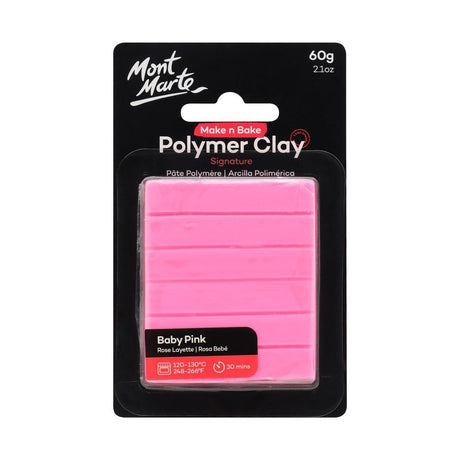 Mont Marte Make n Bake Polymer Clay Signature 60g - Baby Pink - Glowish