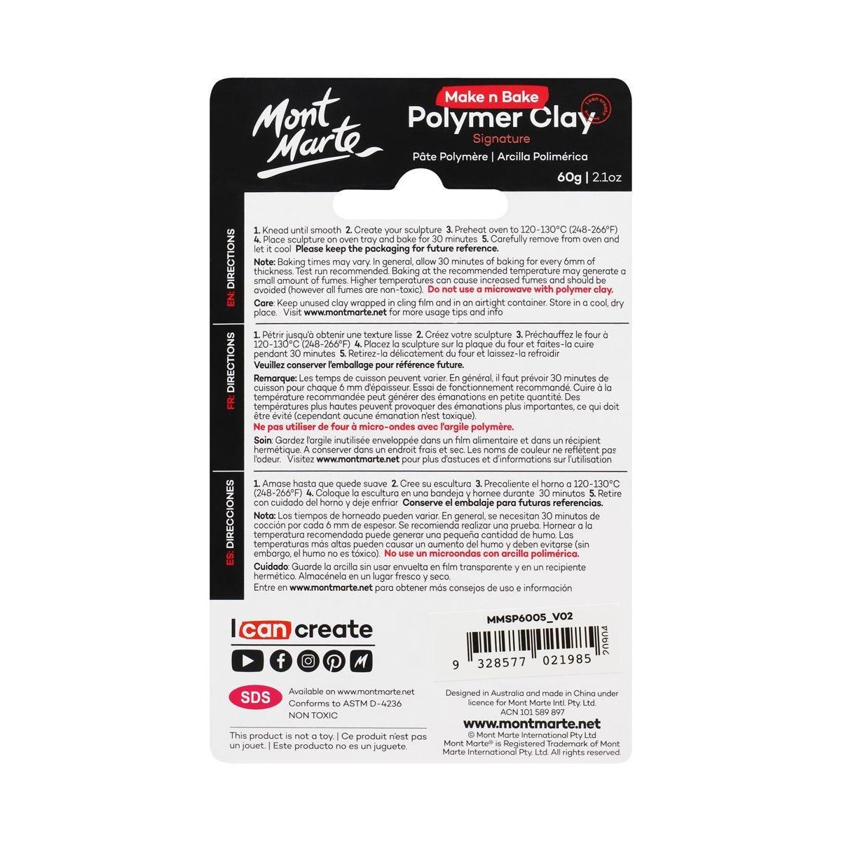 Mont Marte Make n Bake Polymer Clay Signature 60g - Black - Glowish