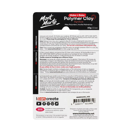 Mont Marte Make n Bake Polymer Clay Signature 60g - Black - Glowish