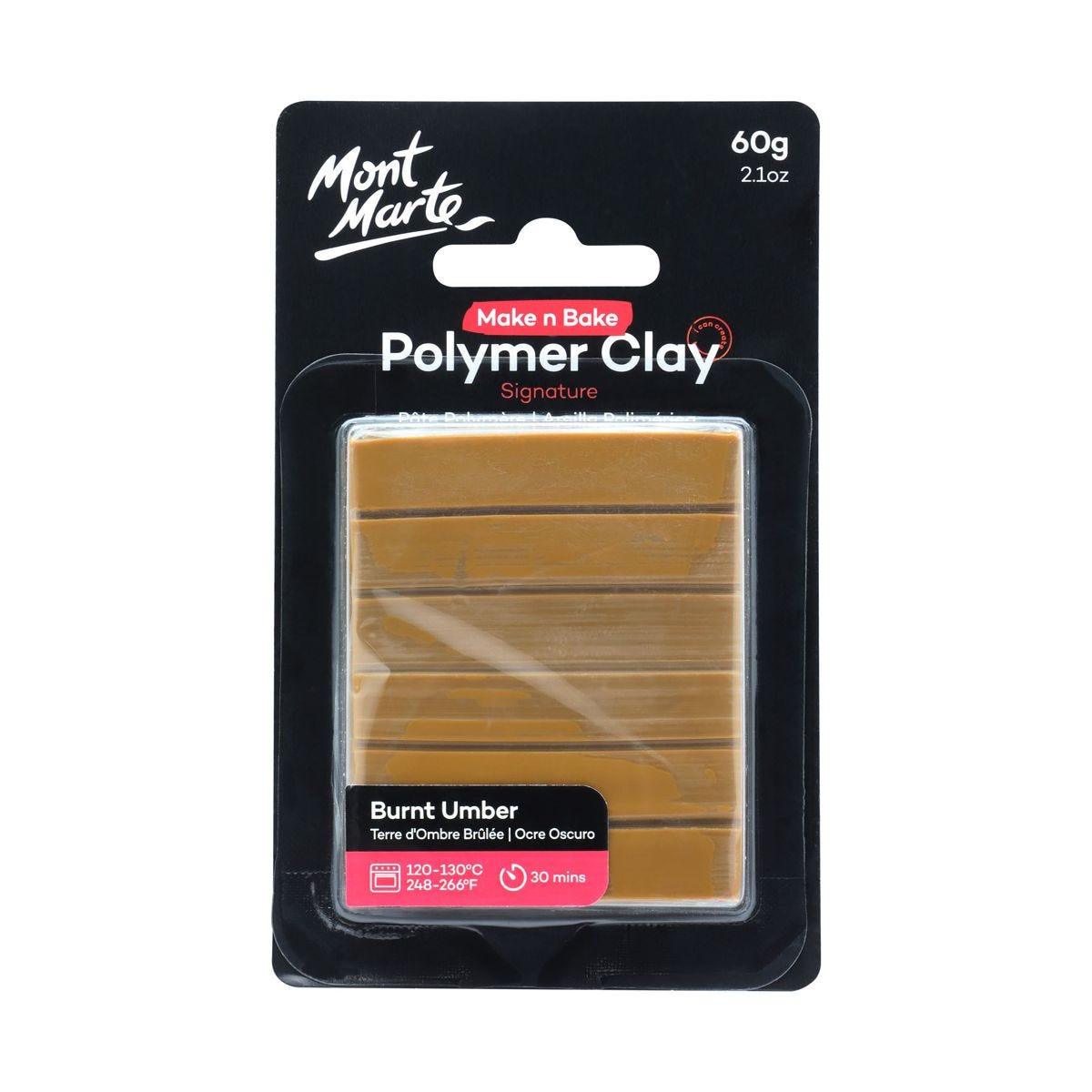Mont Marte Make n Bake Polymer Clay Signature 60g - Burnt Umber - Glowish