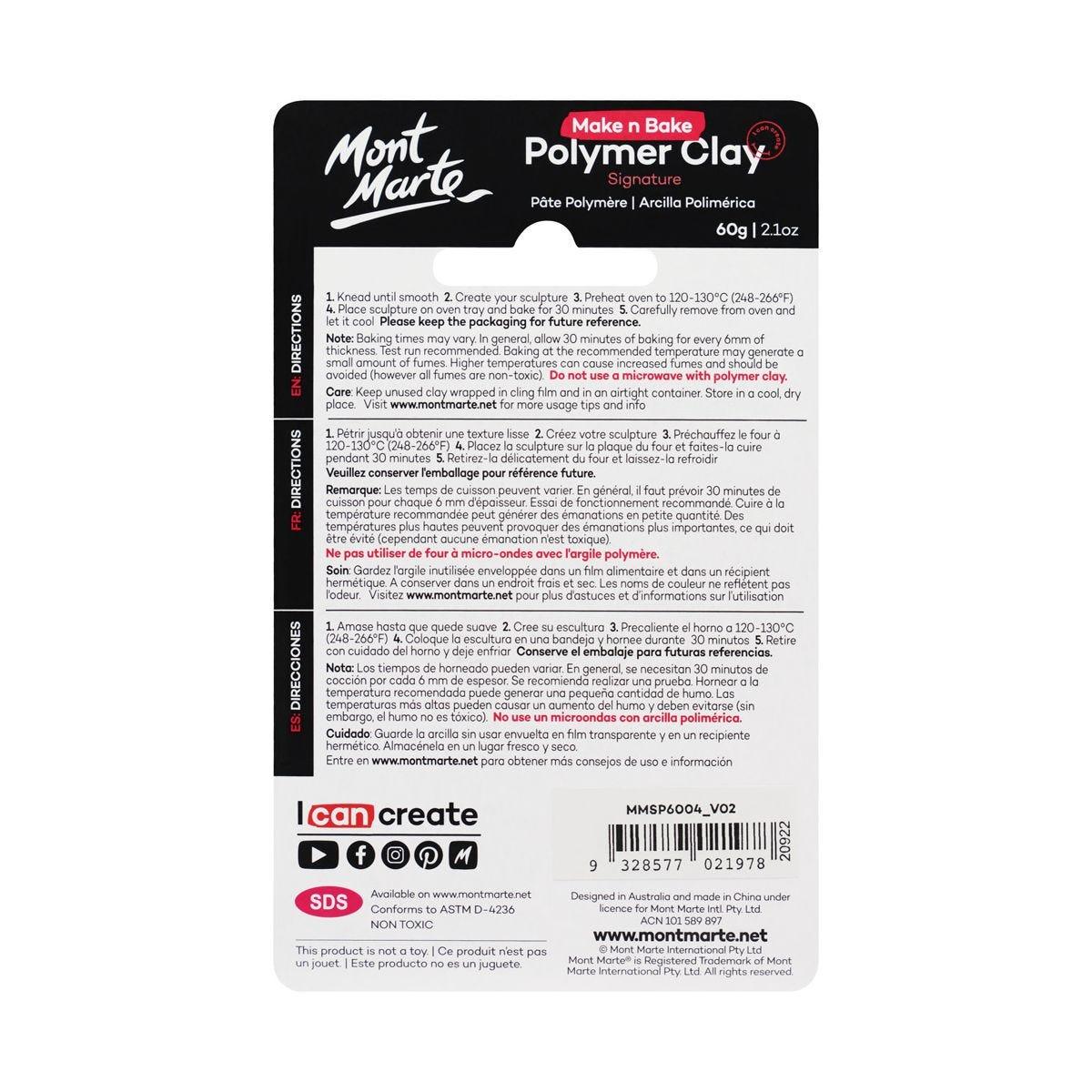 Mont Marte Make n Bake Polymer Clay Signature 60g - Dark Grey - Glowish