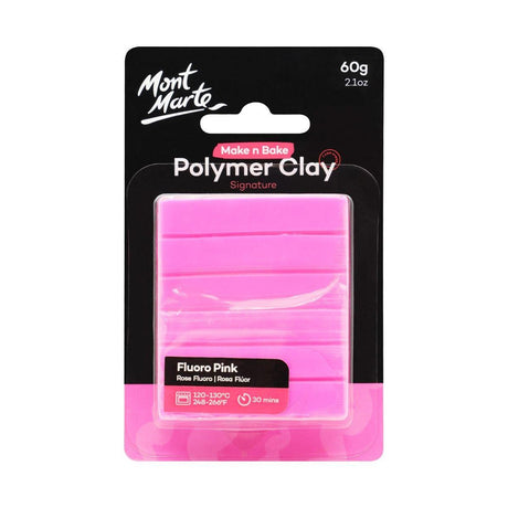 Mont Marte Make n Bake Polymer Clay Signature 60g - Fluro Pink - Glowish