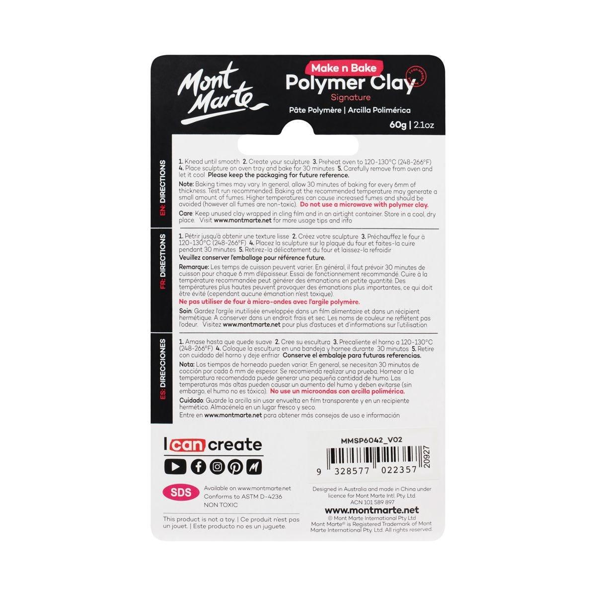 Mont Marte Make n Bake Polymer Clay Signature 60g - Fluro Pink - Glowish