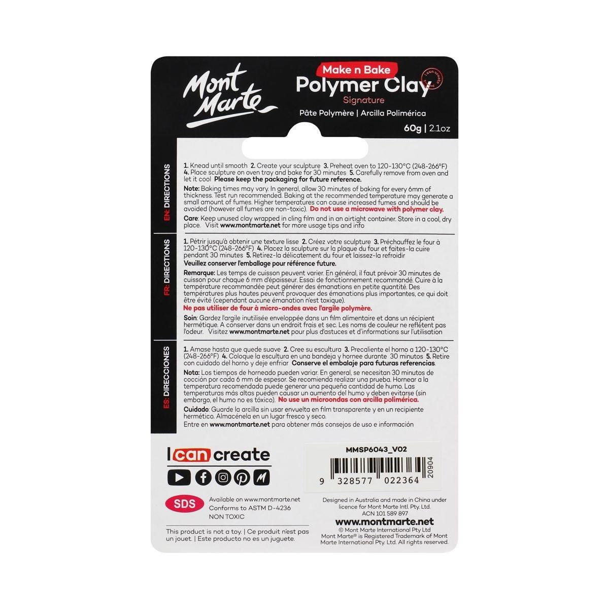 Mont Marte Make n Bake Polymer Clay Signature 60g - Hot Pink - Glowish