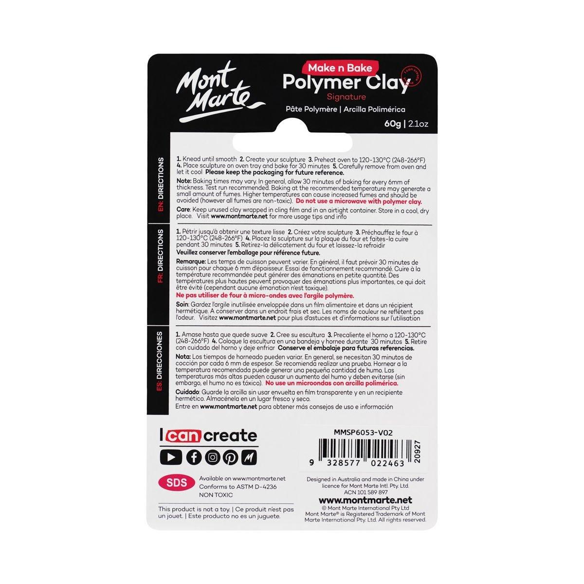Mont Marte Make n Bake Polymer Clay Signature 60g - Orange - Glowish