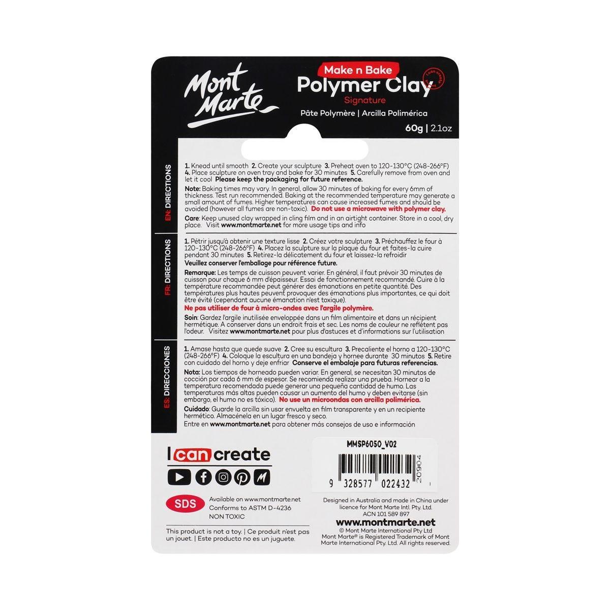 Mont Marte Make n Bake Polymer Clay Signature 60g - Scarlet - Glowish