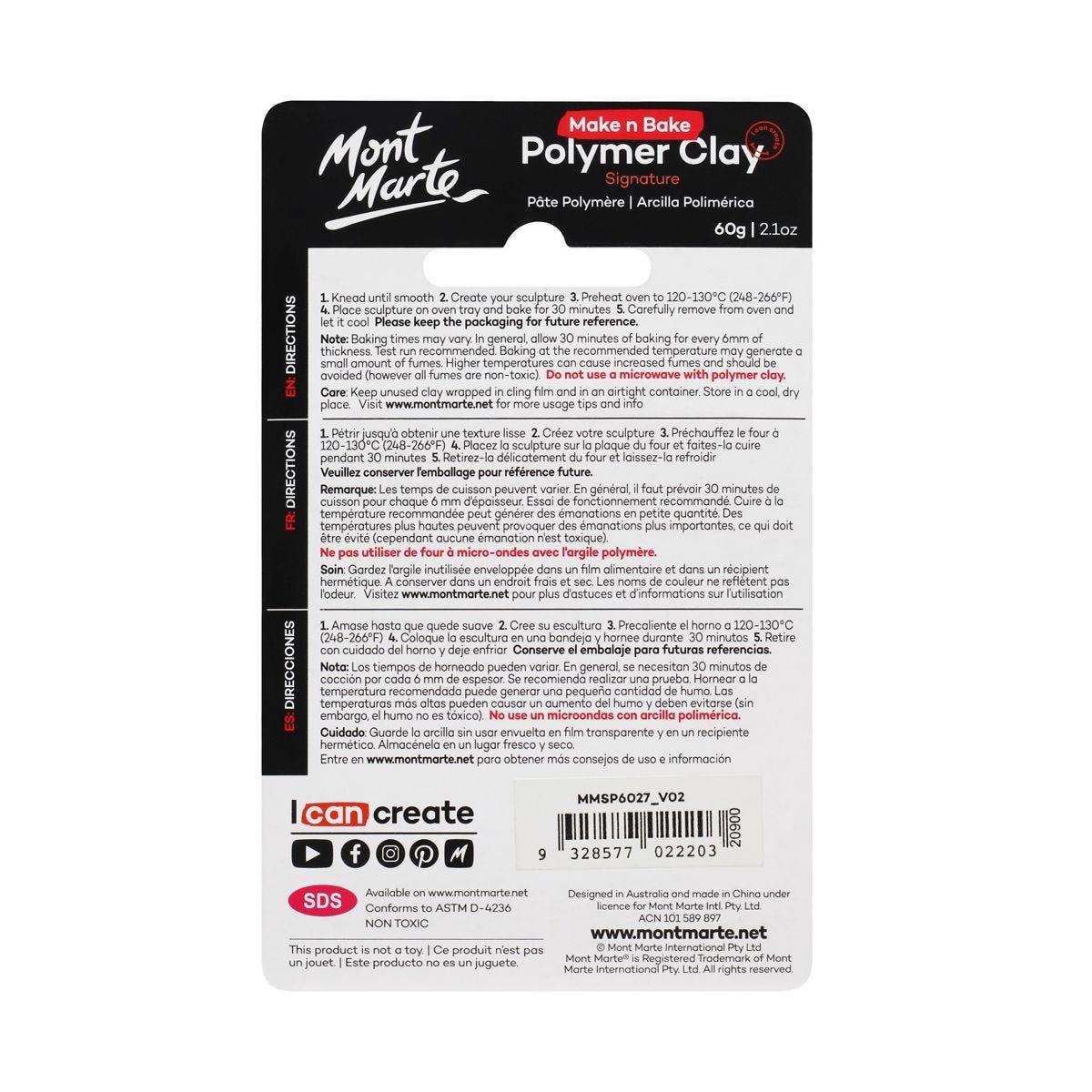 Mont Marte Make n Bake Polymer Clay Signature 60g - Sky Blue - Glowish