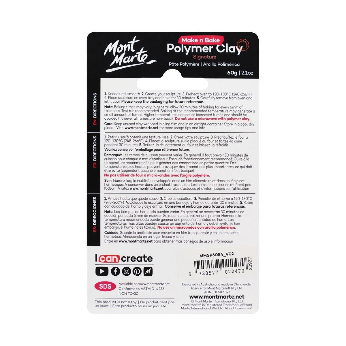 Mont Marte Make n Bake Polymer Clay Signature 60g - Tangerine - Glowish