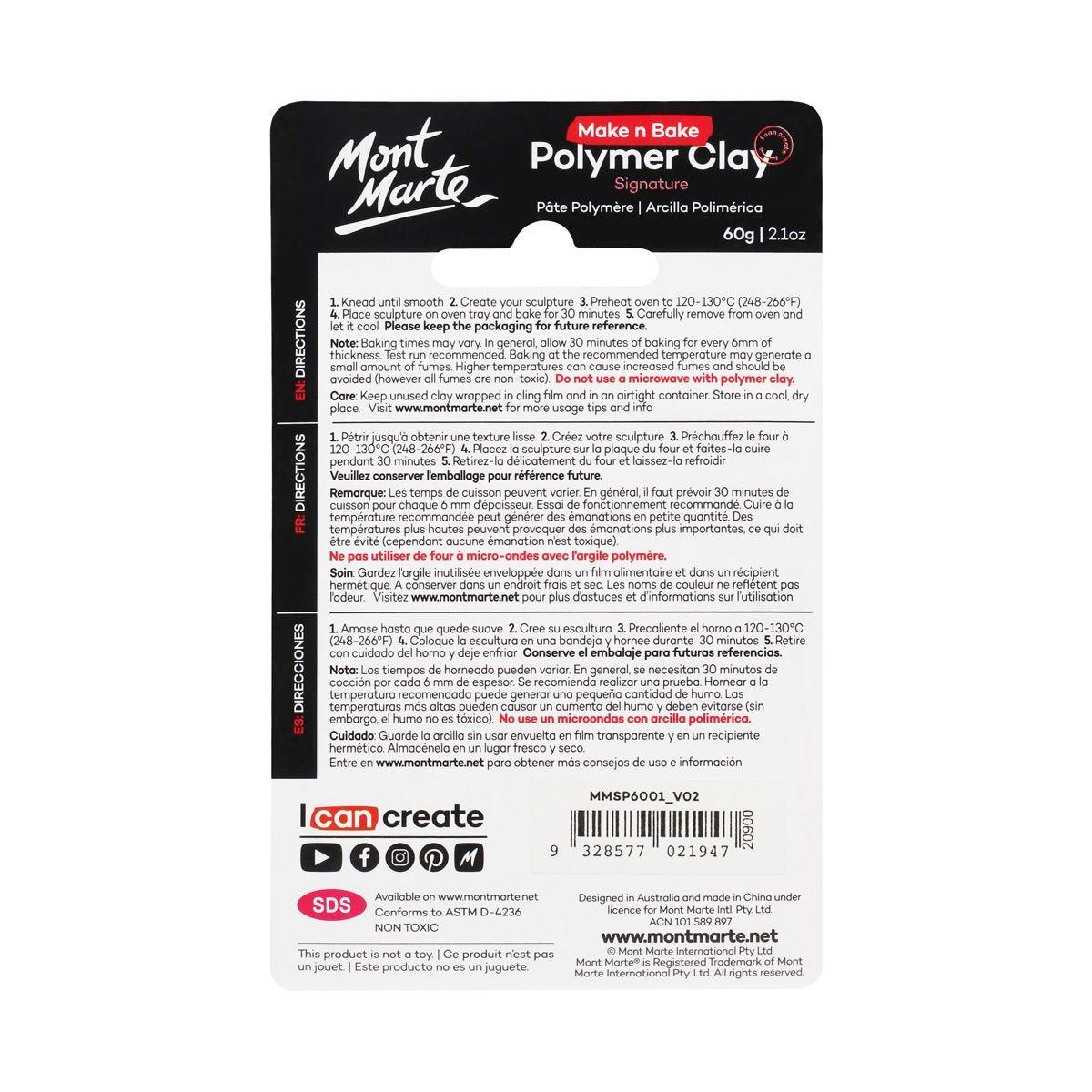 Mont Marte Make n Bake Polymer Clay Signature 60g - Titanium White - Glowish
