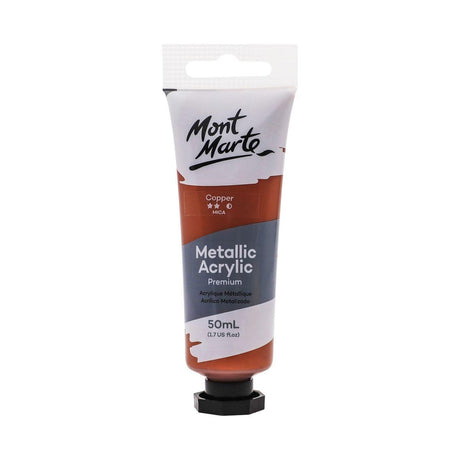 Mont Marte Metallic Acrylic Paint Tube Premium 50ml (1.7oz) - Copper - Glowish