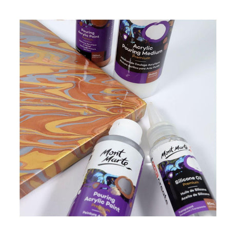 Mont Marte Pouring Acrylic Paint Set Premium 120ml 4pcs - Metallic - Glowish