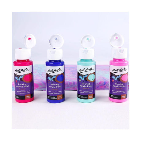 Mont Marte Pouring Acrylic Paint Set Premium 4pcs x 60ml (2oz) - Aurora - Glowish