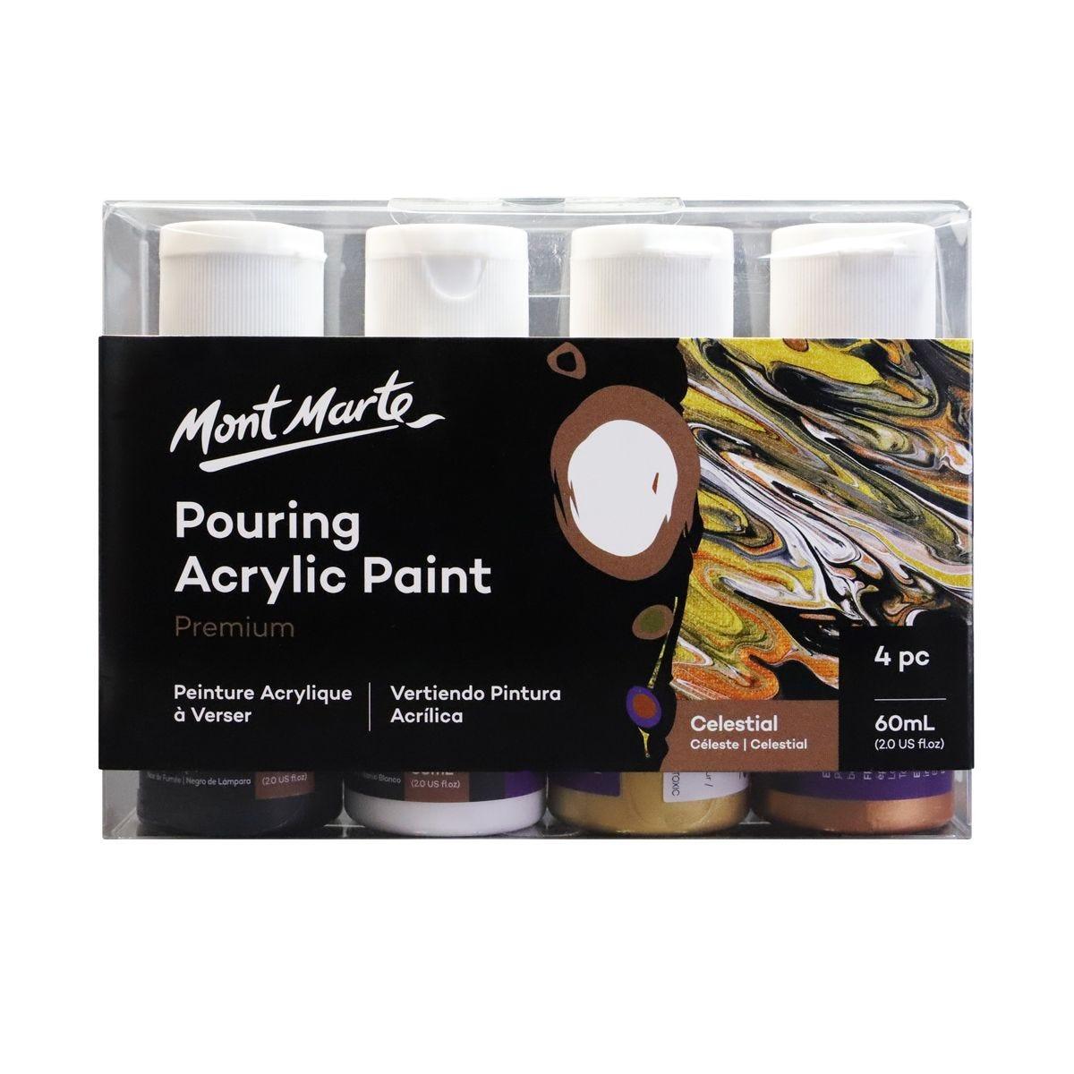 Mont Marte Pouring Acrylic Paint Set Premium 4pcs x 60ml (2oz) - Celestial - Glowish