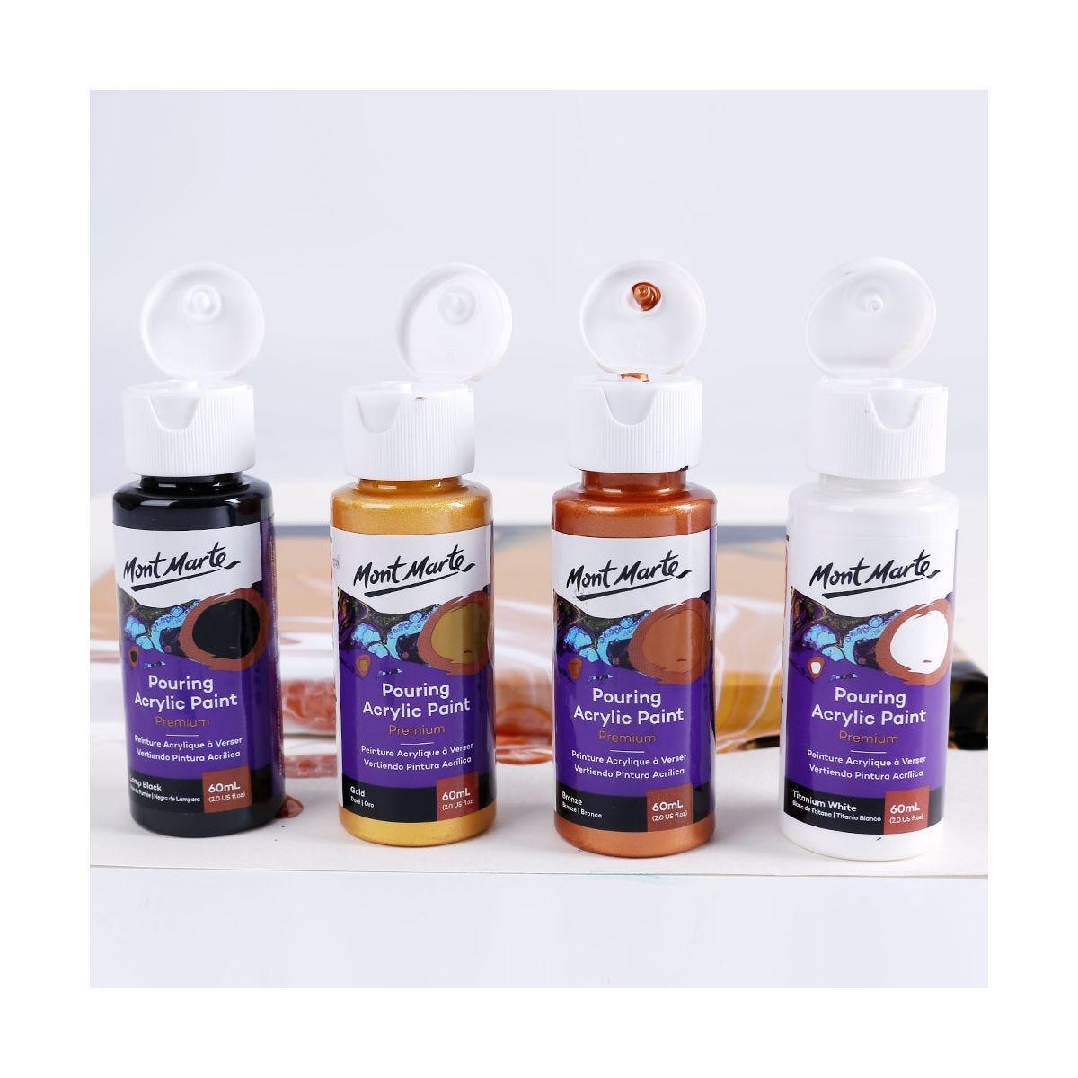 Mont Marte Pouring Acrylic Paint Set Premium 4pcs x 60ml (2oz) - Celestial - Glowish