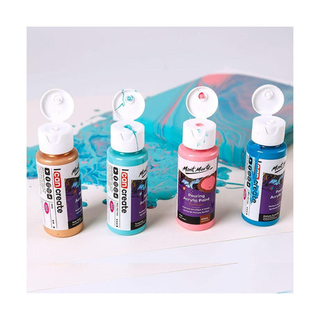 Mont Marte Pouring Acrylic Paint Set Premium 4pcs x 60ml (2oz) - Flamingo - Glowish