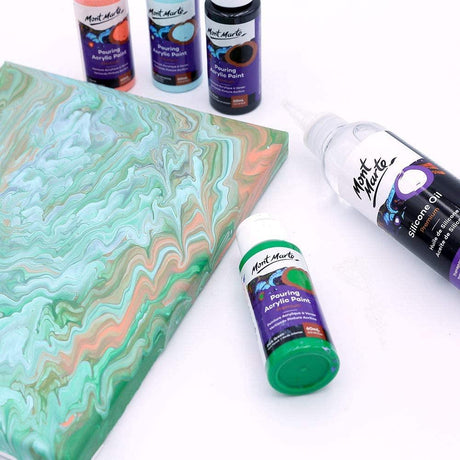 Mont Marte Pouring Acrylic Paint Set Premium 4pcs x 60ml (2oz) - Rainforest - Glowish