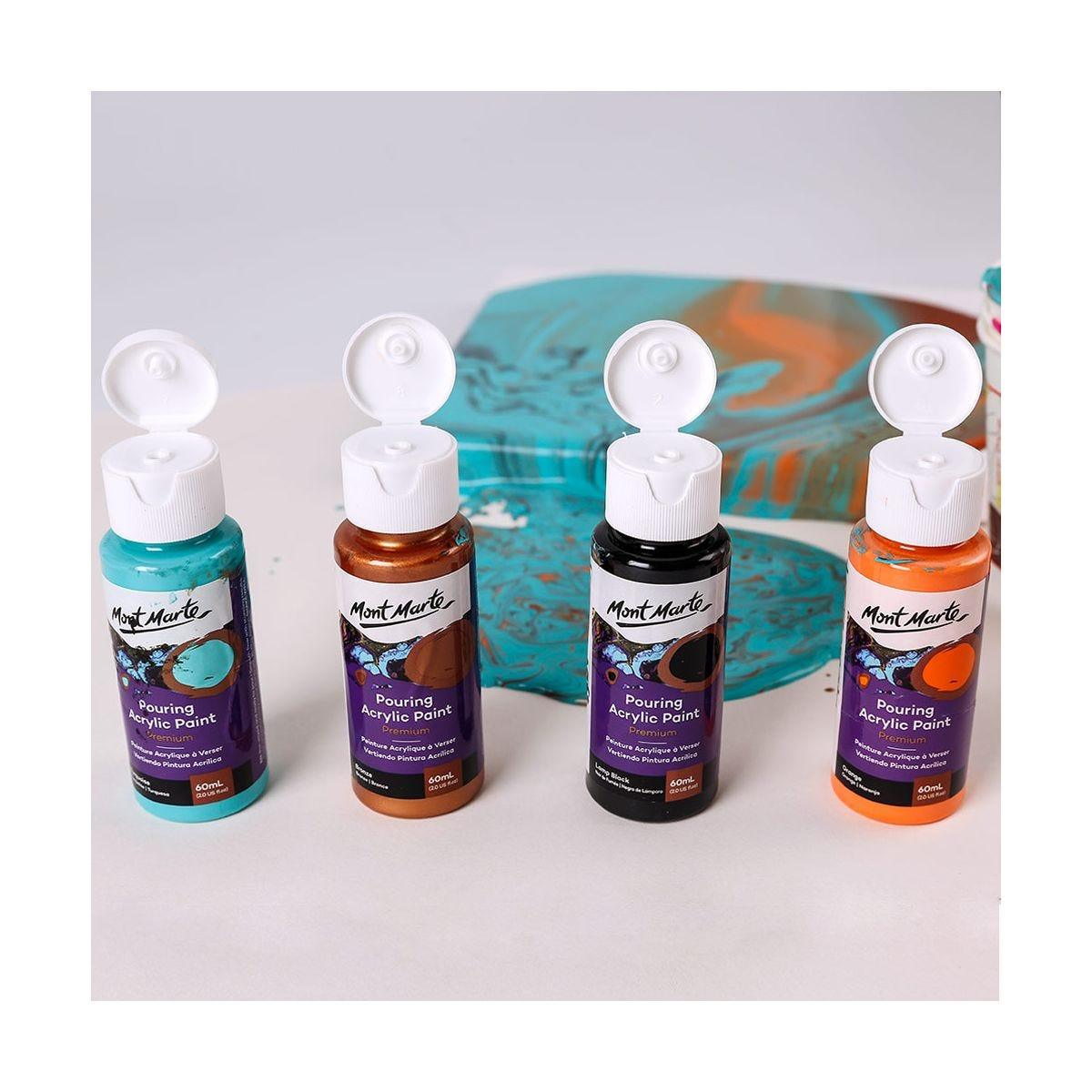 Mont Marte Pouring Acrylic Paint Set Premium 4pcs x 60ml (2oz) - Symphony - Glowish