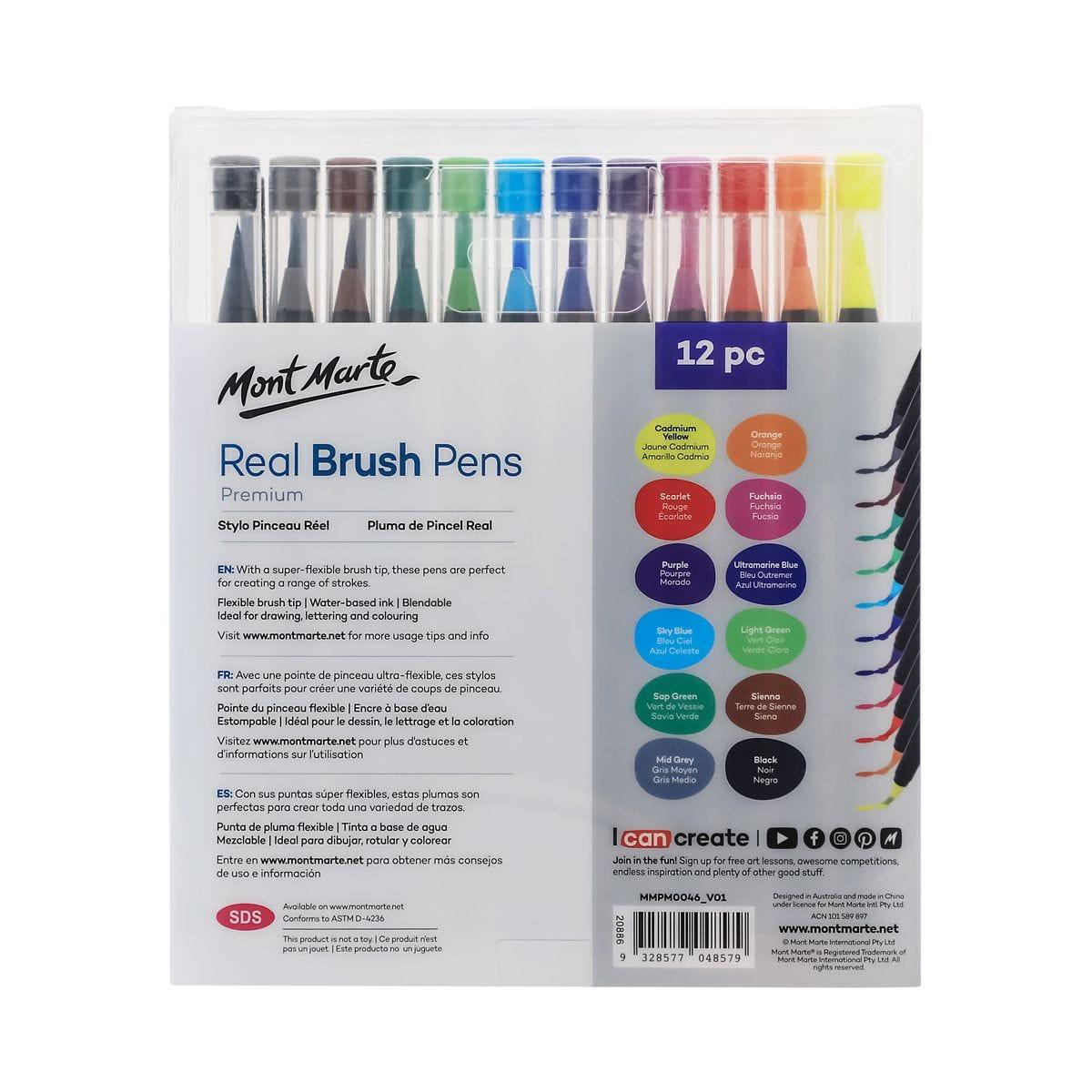 Mont Marte Real Brush Pens 12pcs - Glowish