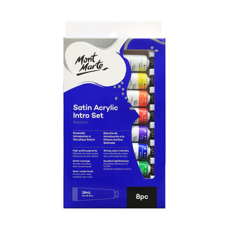 Mont Marte Satin Acrylic Intro Set Premium 8pc x 18ml (0.6oz) - Glowish