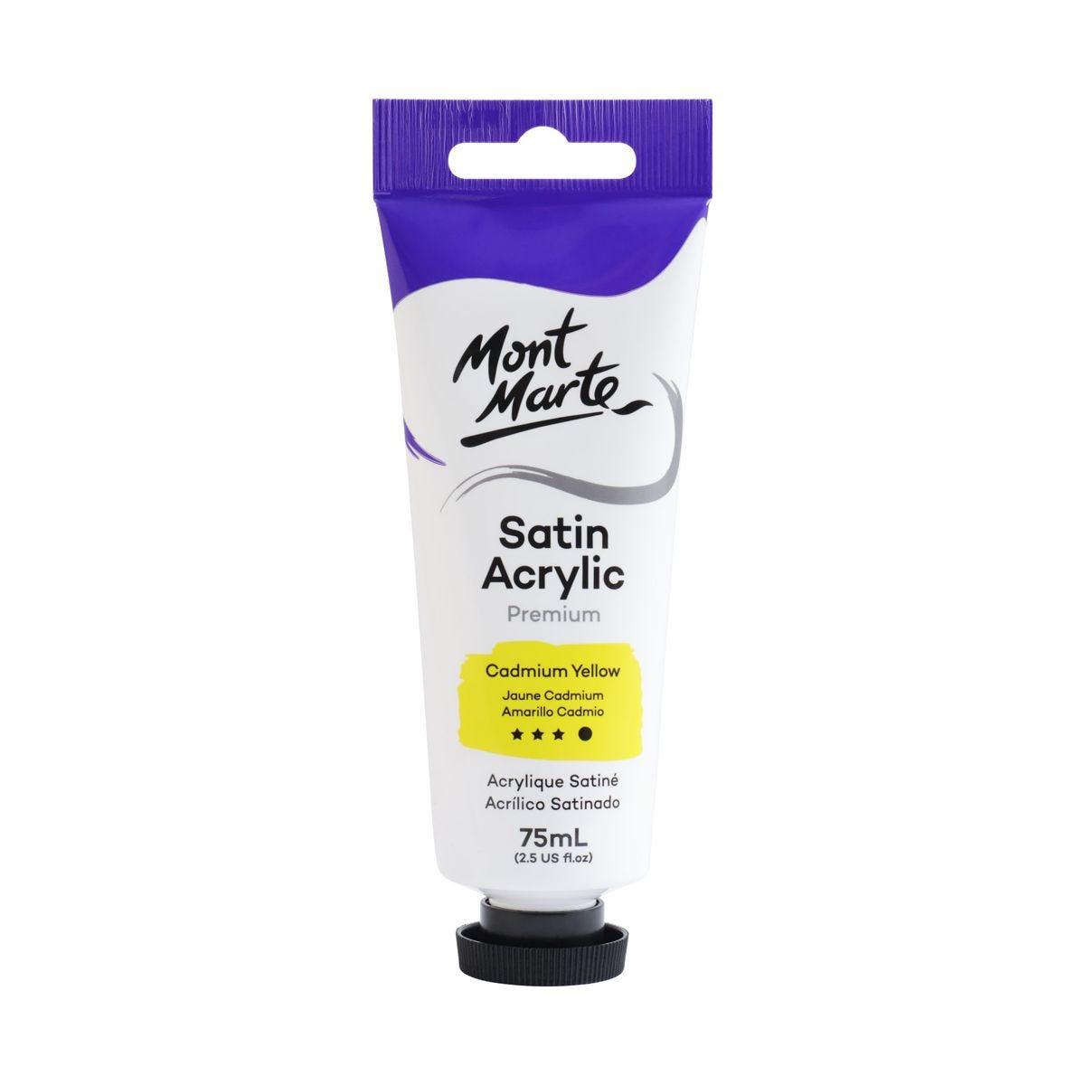 Mont Marte Satin Acrylic Paint Tube 75ml - Cadmium Yellow - Glowish