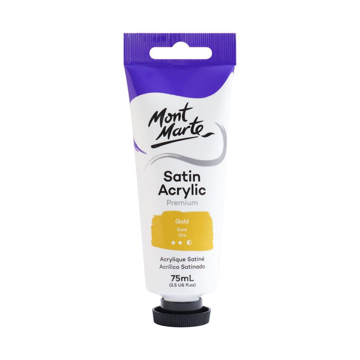 Mont Marte Satin Acrylic Paint Tube 75ml - Gold - Glowish