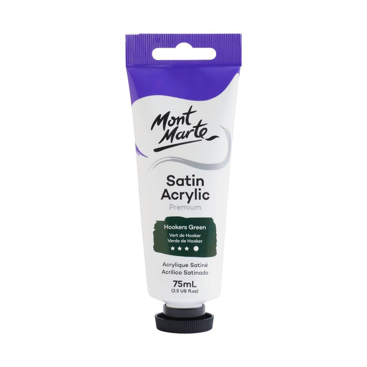 Mont Marte Satin Acrylic Paint Tube 75ml - Hookers Green - Glowish