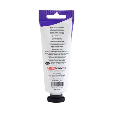 Mont Marte Satin Acrylic Paint Tube 75ml - Hookers Green - Glowish