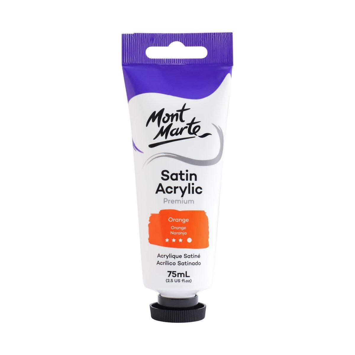 Mont Marte Satin Acrylic Paint Tube 75ml - Orange - Glowish