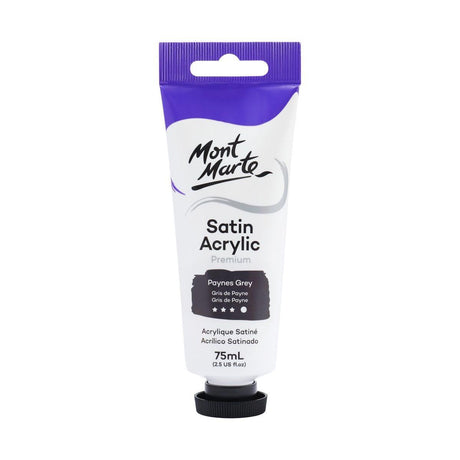 Mont Marte Satin Acrylic Paint Tube 75ml - Paynes Grey - Glowish