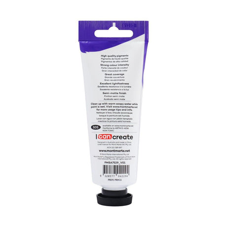 Mont Marte Satin Acrylic Paint Tube 75ml - Paynes Grey - Glowish